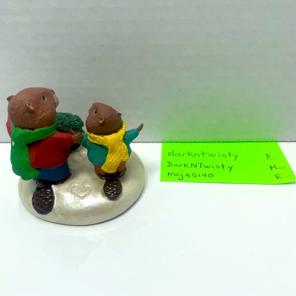 Vintage 1990 Hallmark Tender Touches Chopping Down the Xmas Tree Figurine - Picture 2 of 10